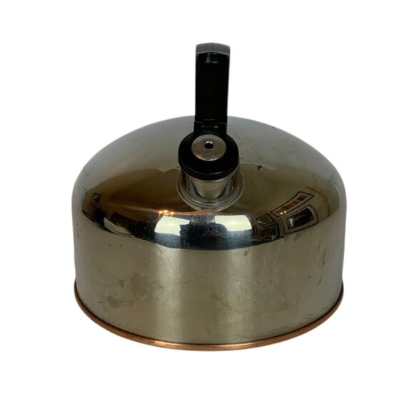 Revere Ware Stainless Steel Copper Bottom Whistling Tea Kettle 3.5 Qt Vintage 19 - Picture 4 of 7